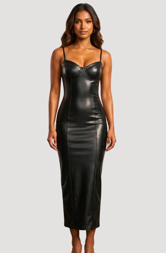 Nadia Signature Leather Midi Dress
