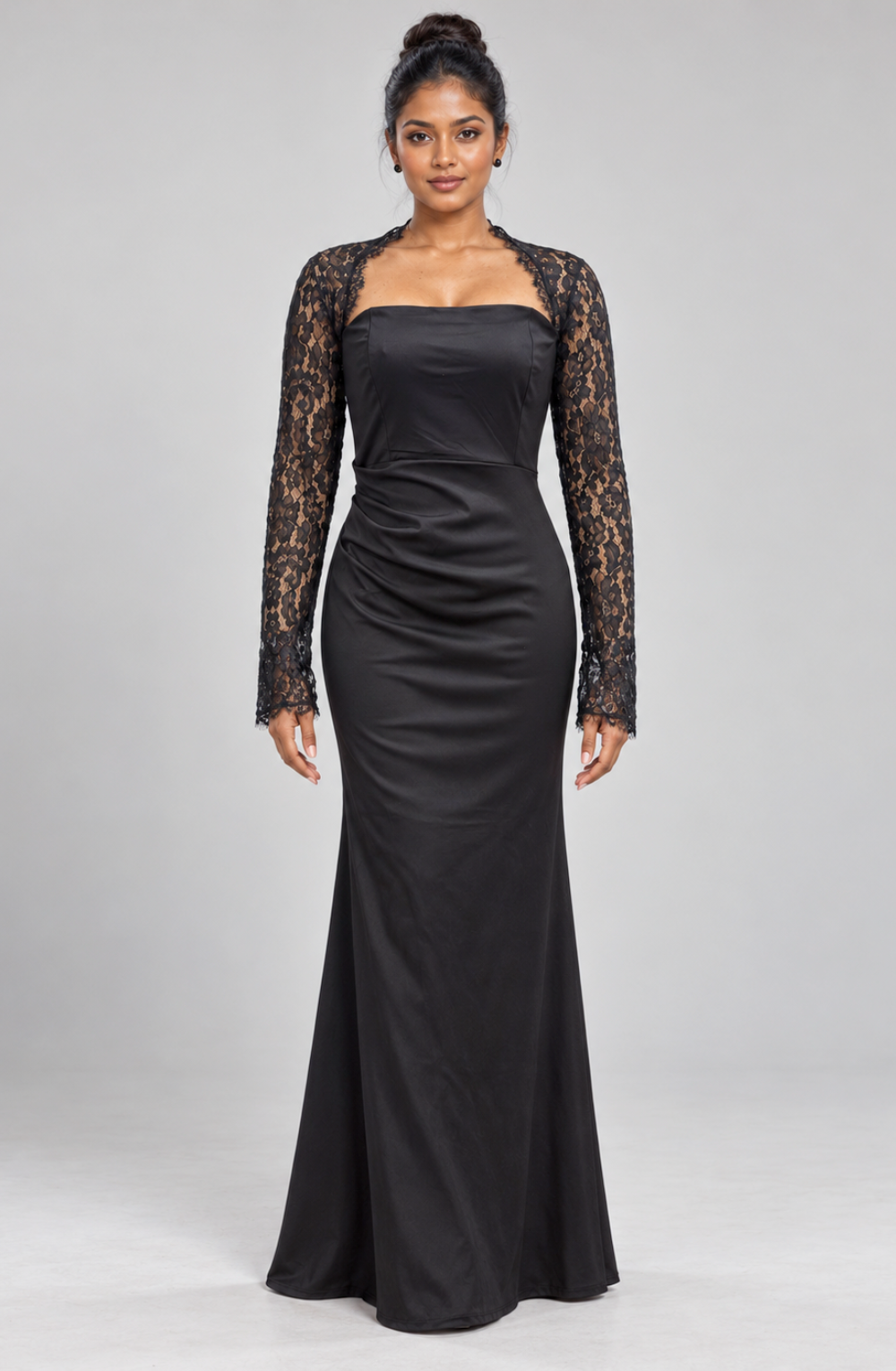 Nayla Lace-Detail Evening Maxi Dress