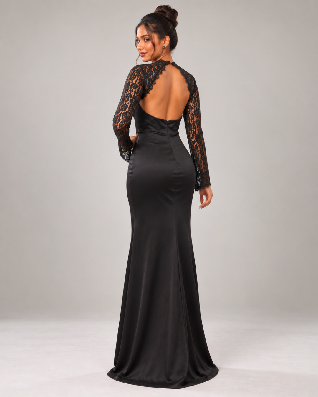 Nayla Lace-Detail Evening Maxi Dress
