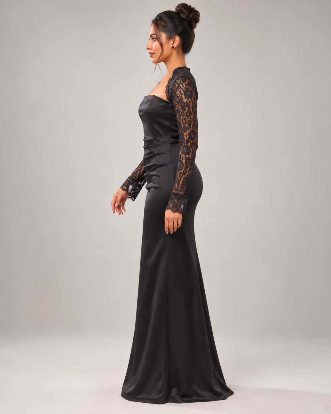 Nayla Lace-Detail Evening Maxi Dress