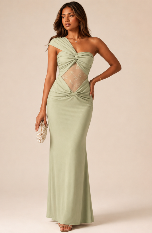Nerina Illusion-Drape Maxi Dress
