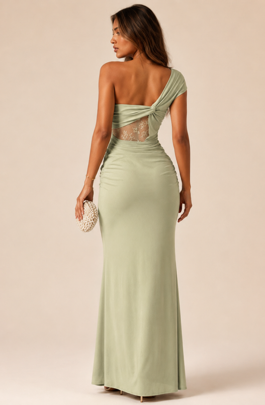 Nerina Illusion-Drape Maxi Dress