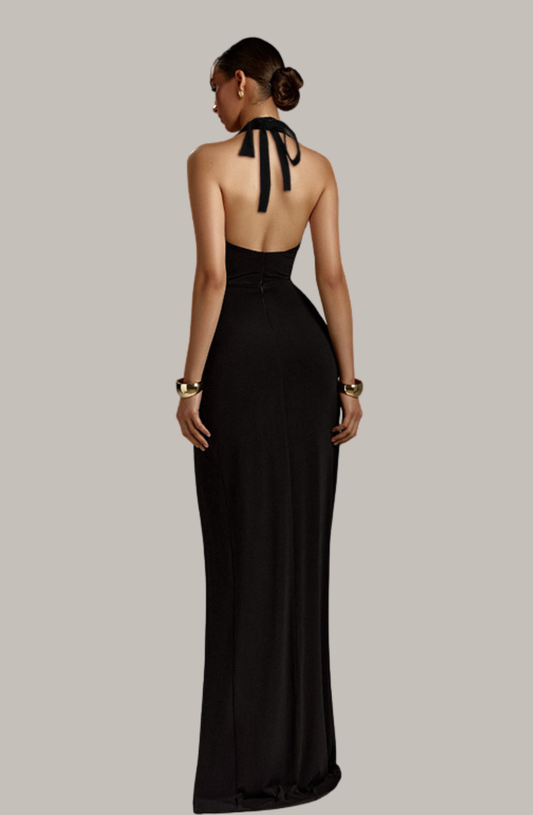 Nightfall Ruched Slit Maxi Dress