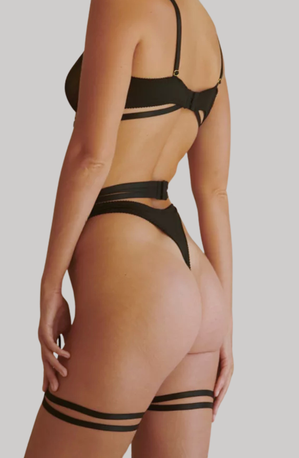 Patchwork Mesh 3-Piece Lingerie Set