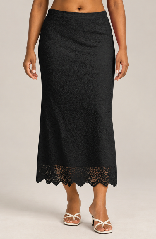Romance Lace Hem Midi Skirt