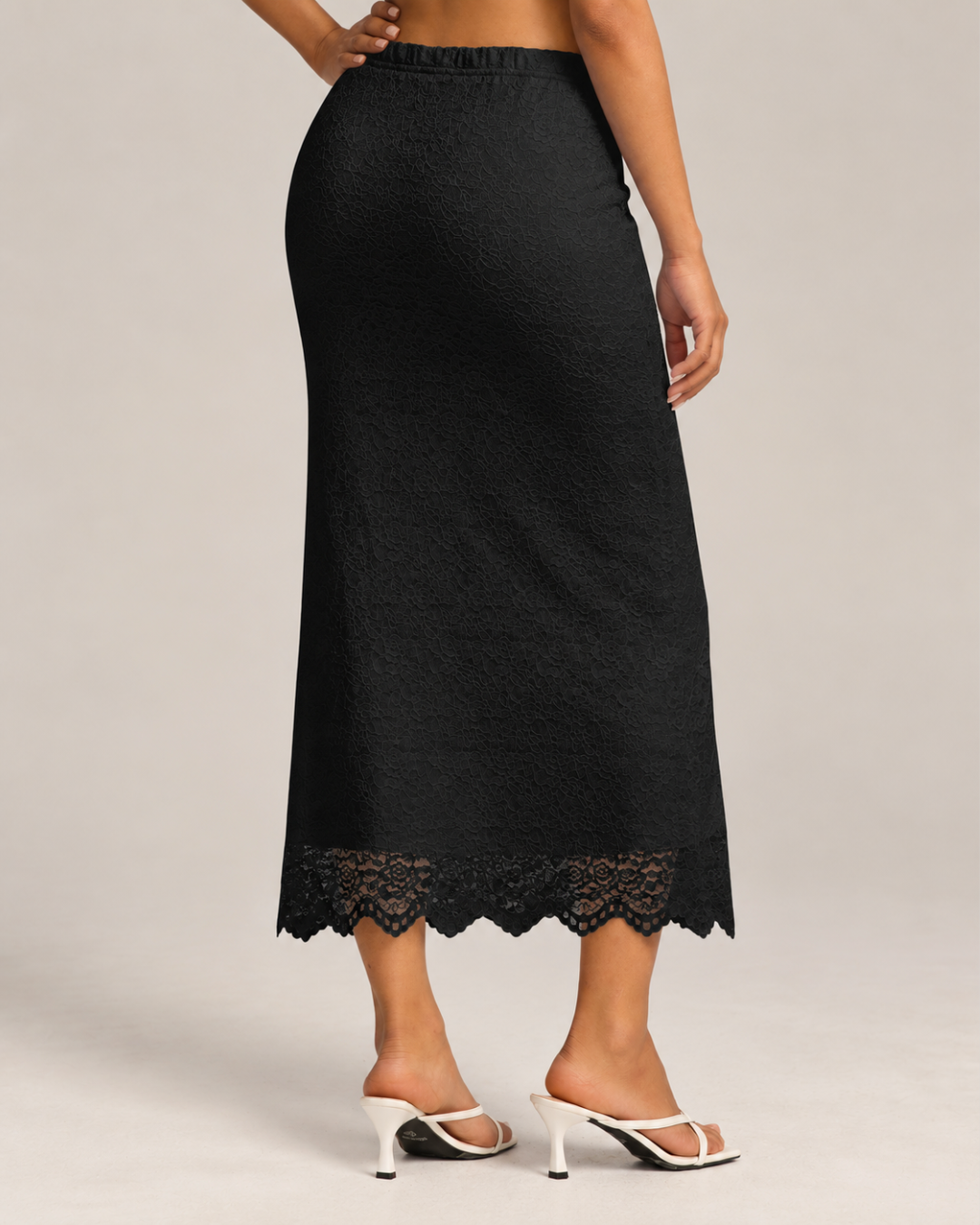 Romance Lace Hem Midi Skirt