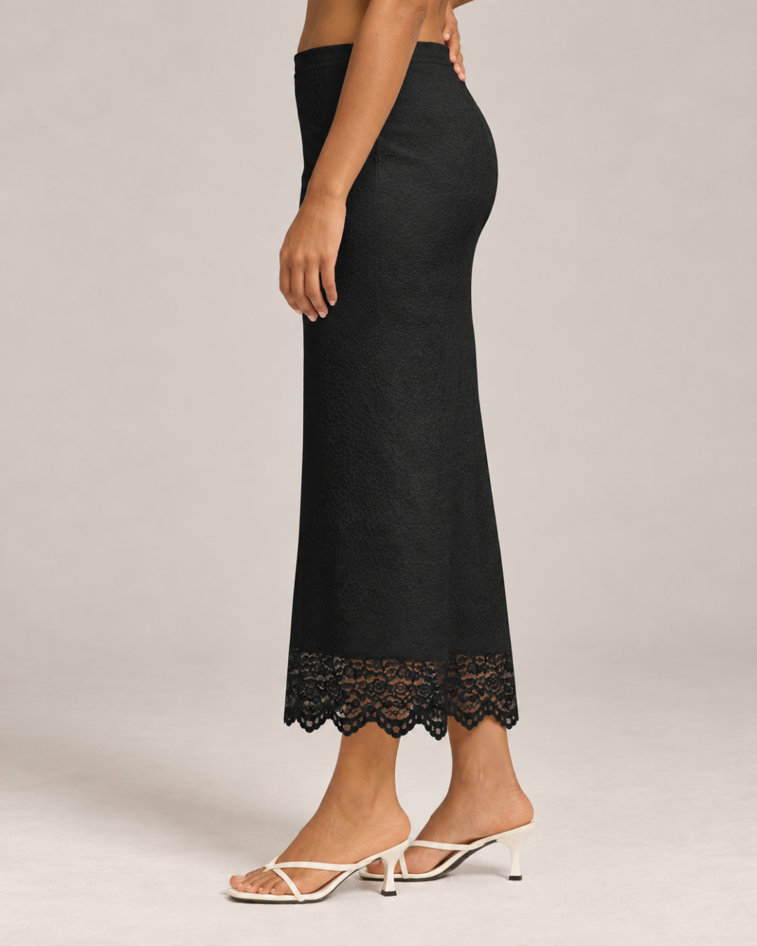 Romance Lace Hem Midi Skirt