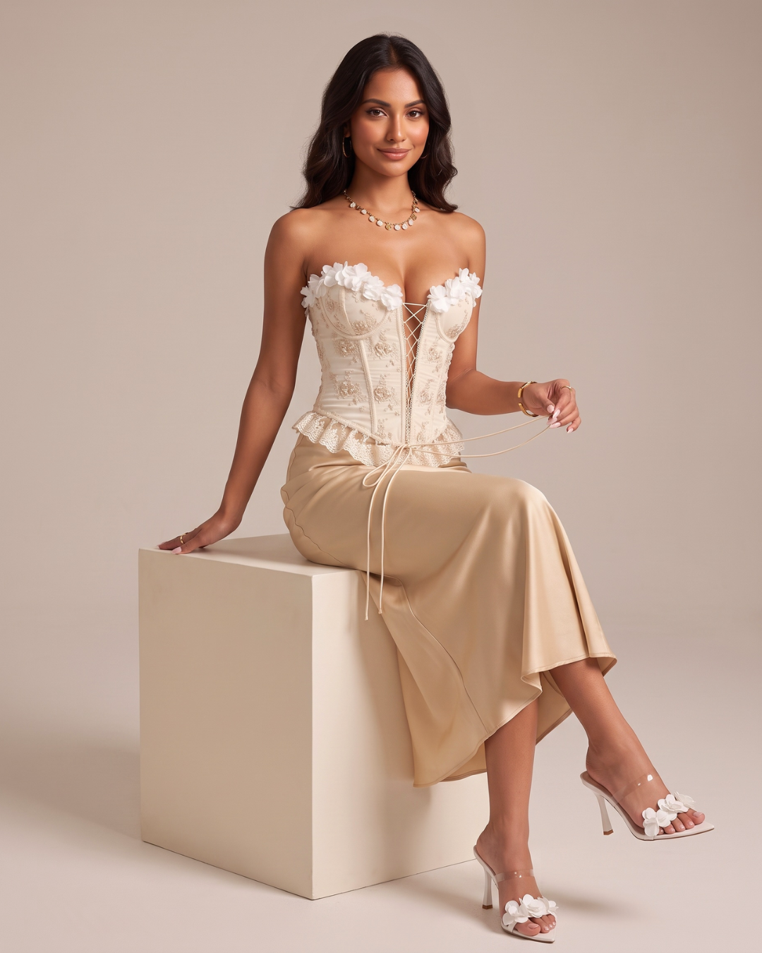 Rosette 3D Floral Corset Top