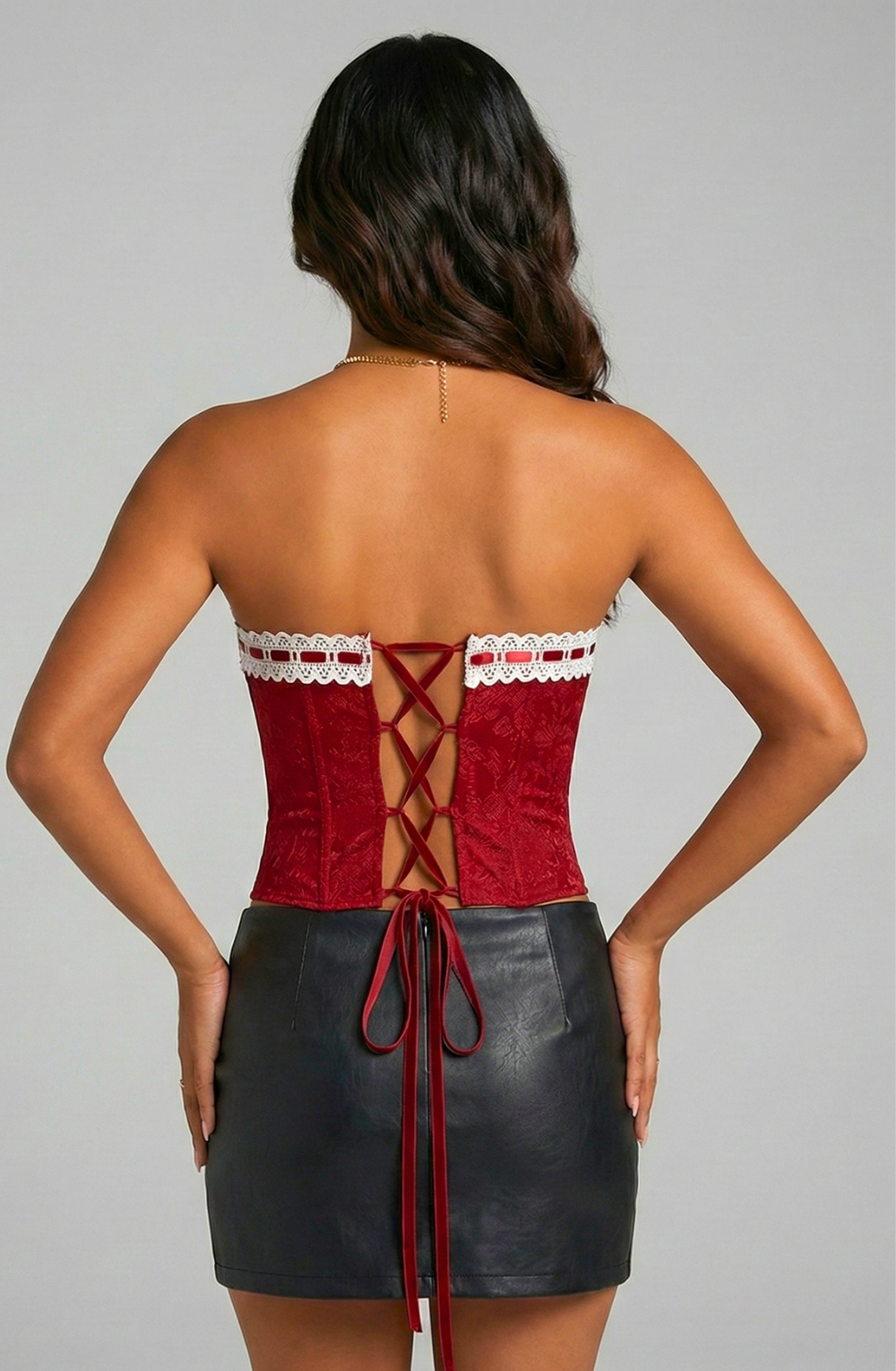 Rubina Lace-Trim Jacquard Corset