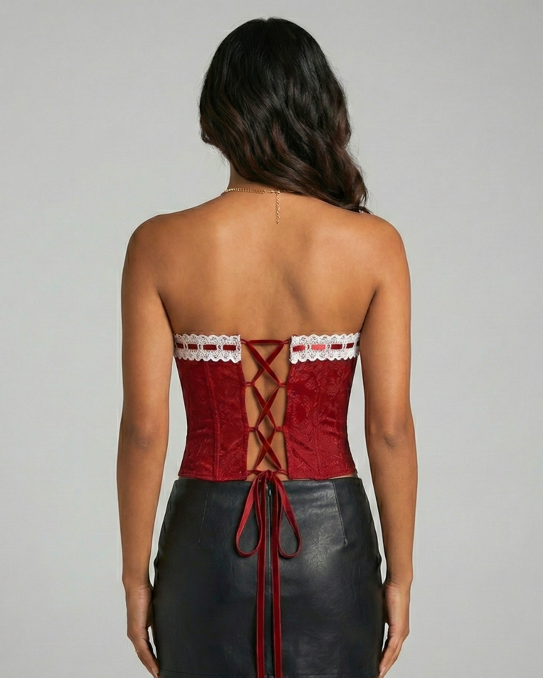 Rubina Lace-Trim Jacquard Corset