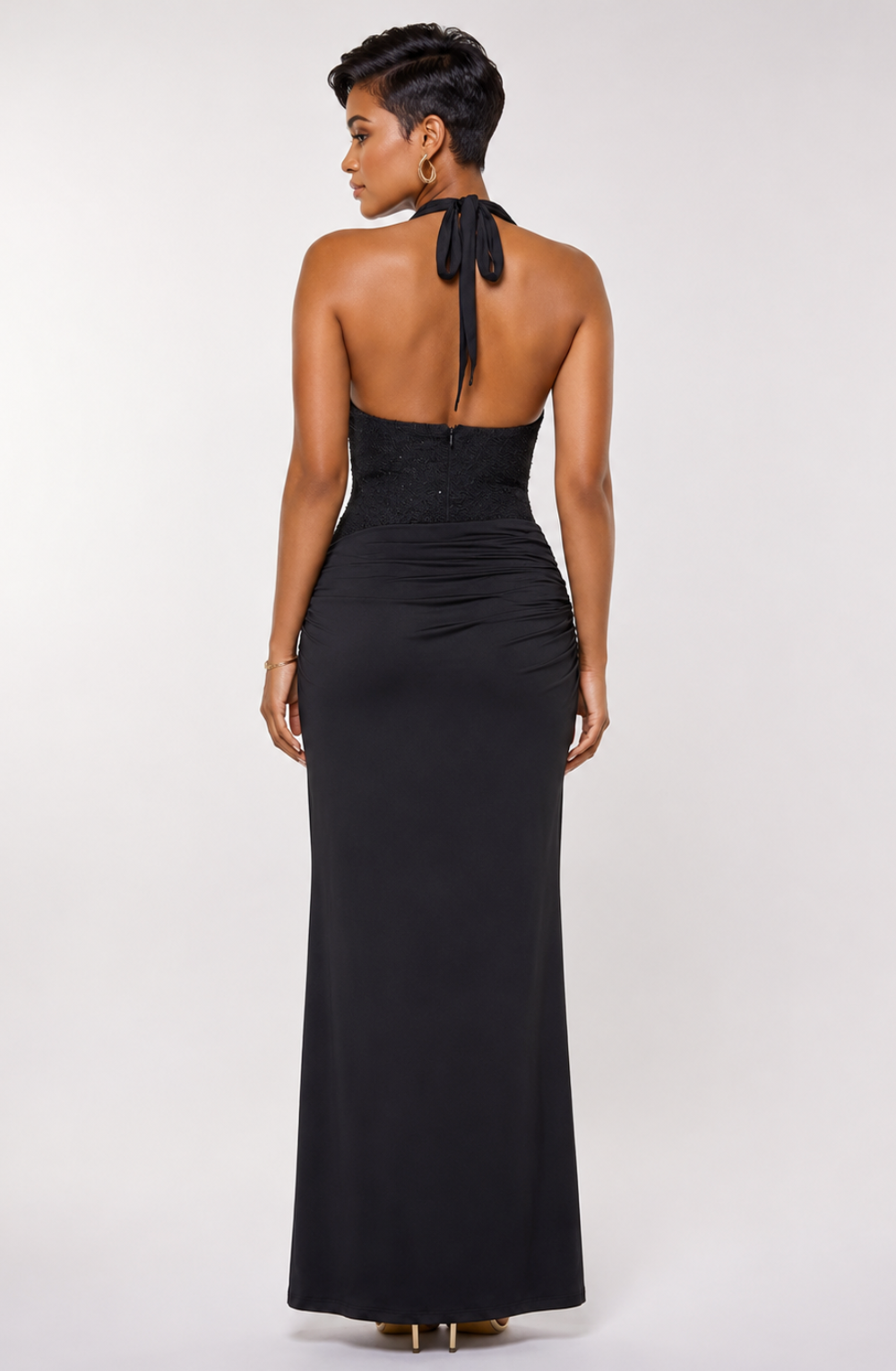 Sabine Sculpted Halter Maxi Dress