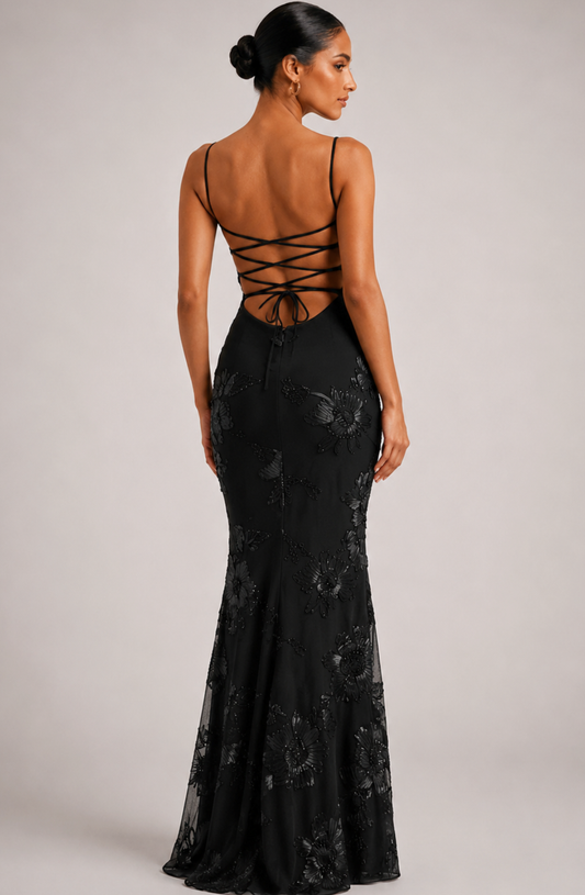 Sahara Petal-Detail Corset Maxi Dress