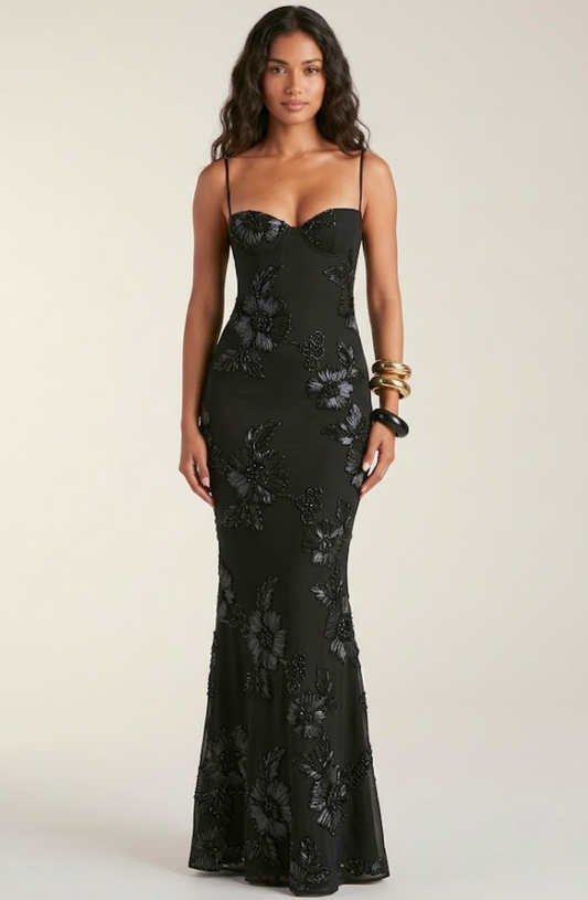 Sahara Petal-Detail Corset Maxi Dress