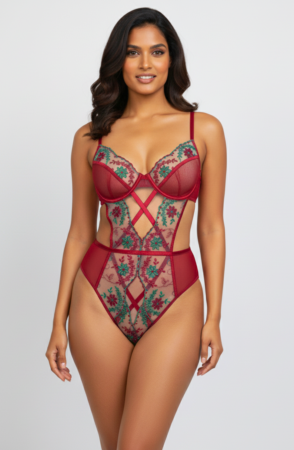 Scarlet Garden Lattice Bodysuit