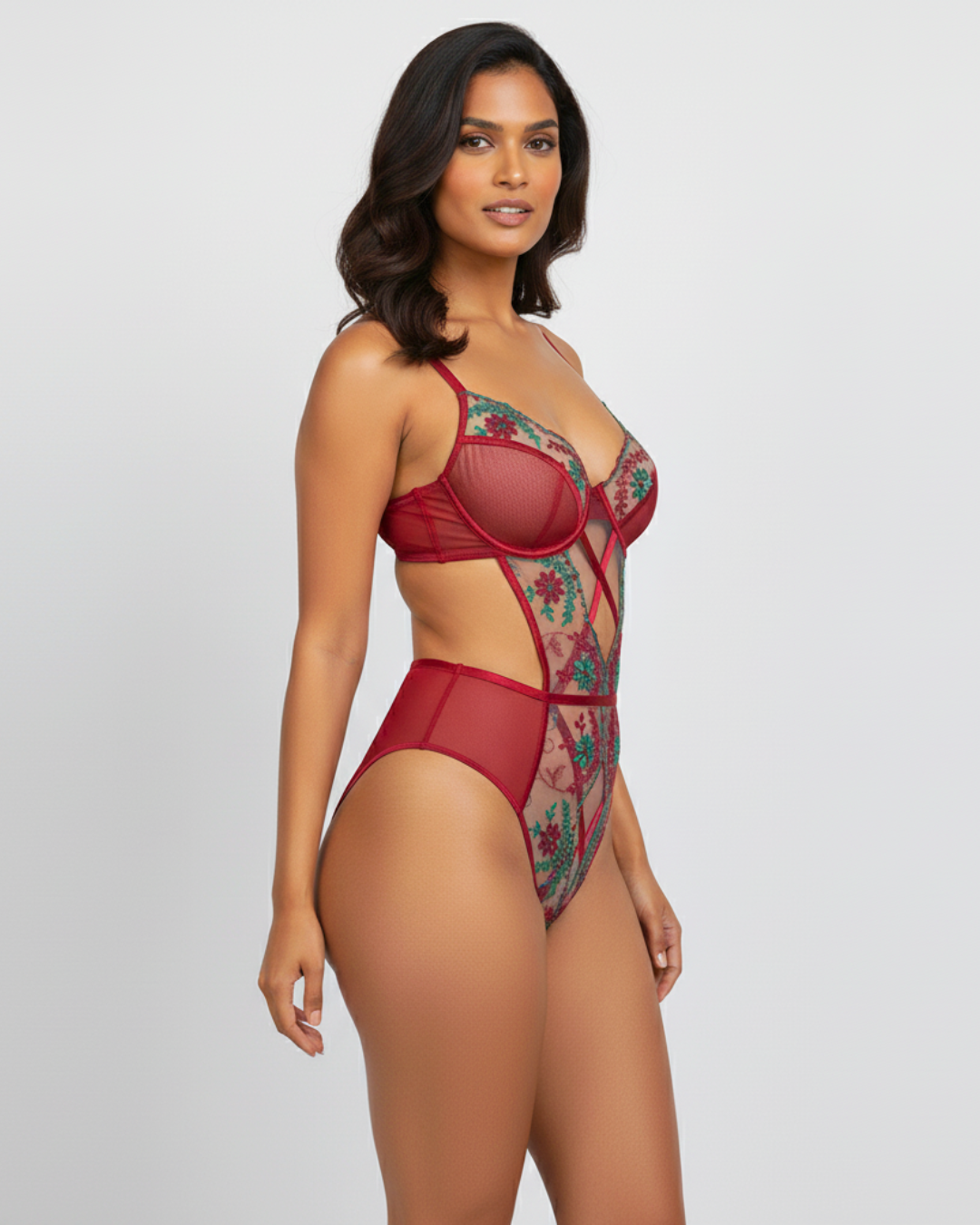Scarlet Garden Lattice Bodysuit
