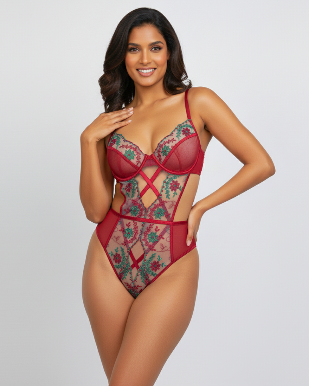 Scarlet Garden Lattice Bodysuit