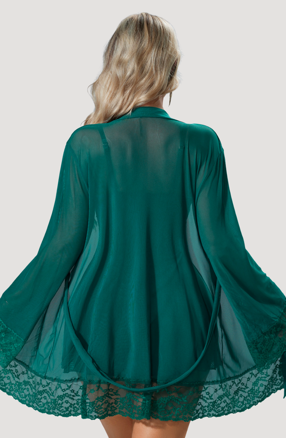 Emerald Serenade Lace Robe Set