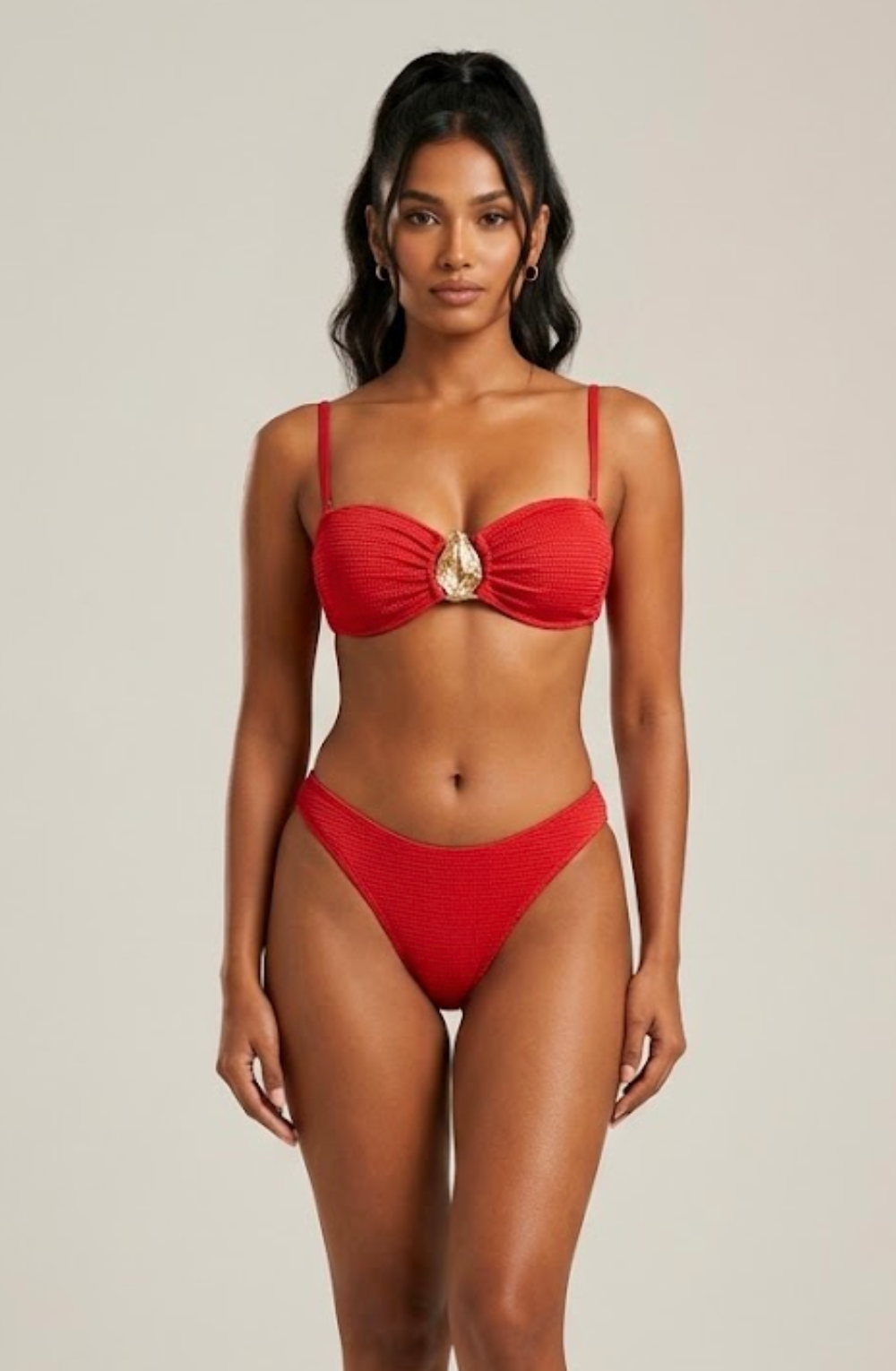 Seashell Muse 3-Piece Bikini Set - Red
