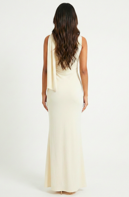 Shoulder-Drape Evening Maxi Dress