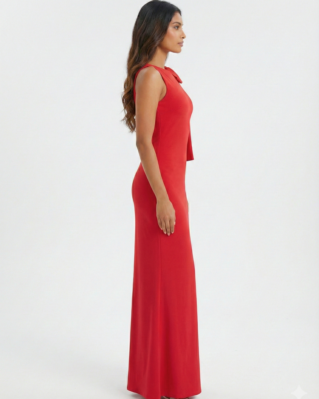 Shoulder-Drape Evening Maxi Dress