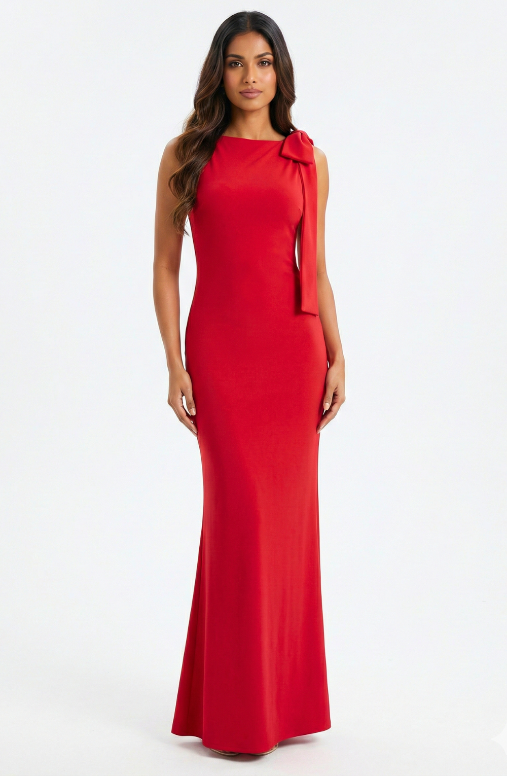 Shoulder-Drape Evening Maxi Dress