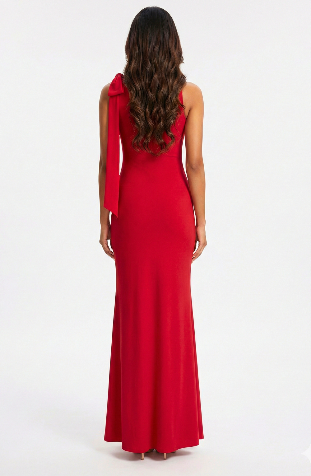Shoulder-Drape Evening Maxi Dress