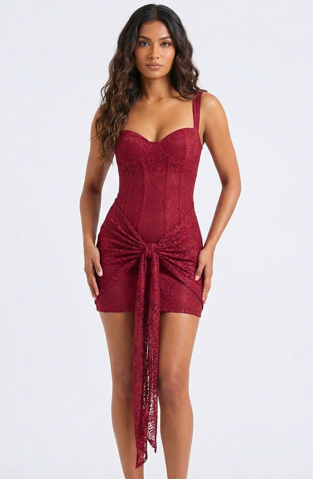 Sienna Lace Tie-Front Corset Dress