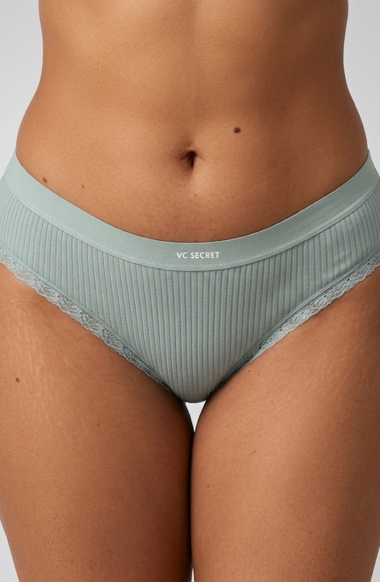 SoftMuse Ribbed Lace Cotton Panty
