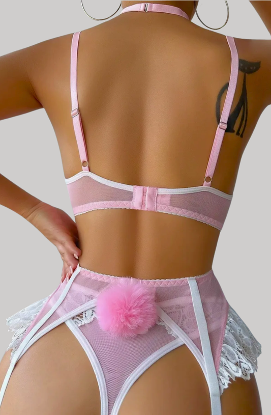 Sugarblush Lace Garter Lingerie Set