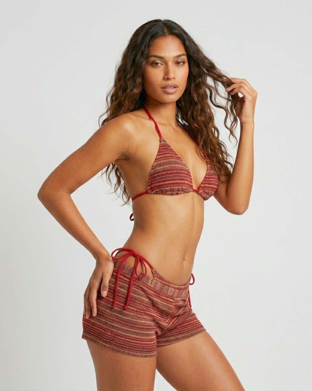 Sunset Stripe 3-Piece Bikini Set