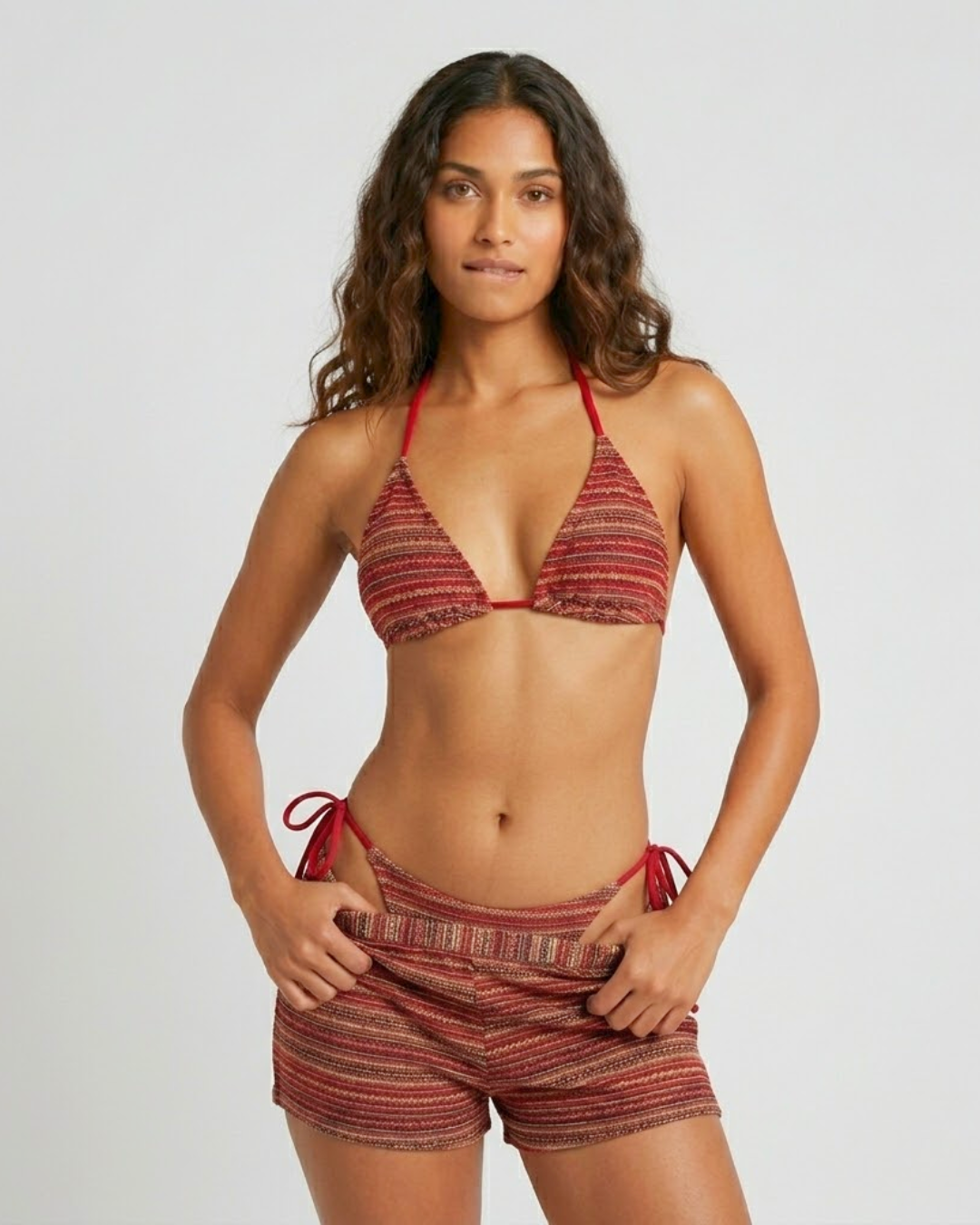 Sunset Stripe 3-Piece Bikini Set
