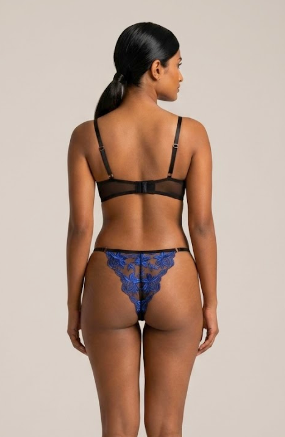 Sweetness Embroidery Bra and Panty Set - Blue