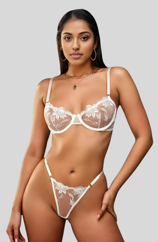 Bra and Panty Set, Sexy Bra Panty Set, Underwear Sets Women Underwear Sets  White Lingerie Set See Through Bra and Pants Uncensored Lingerie 