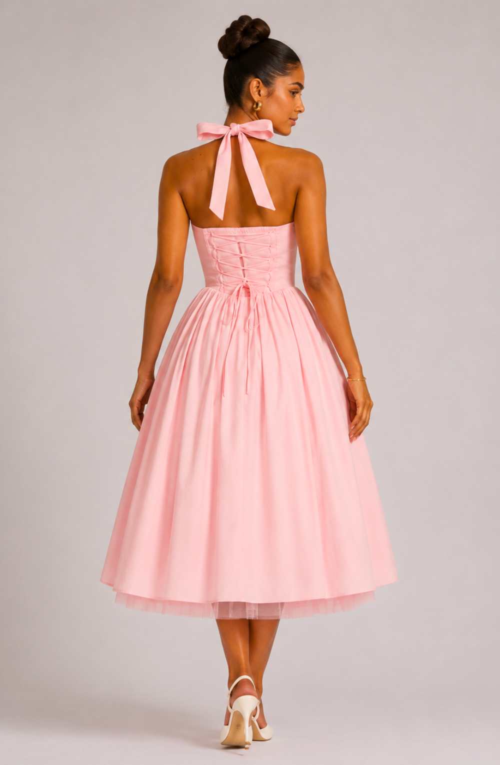The Colette Halter Midi Dress - Pink