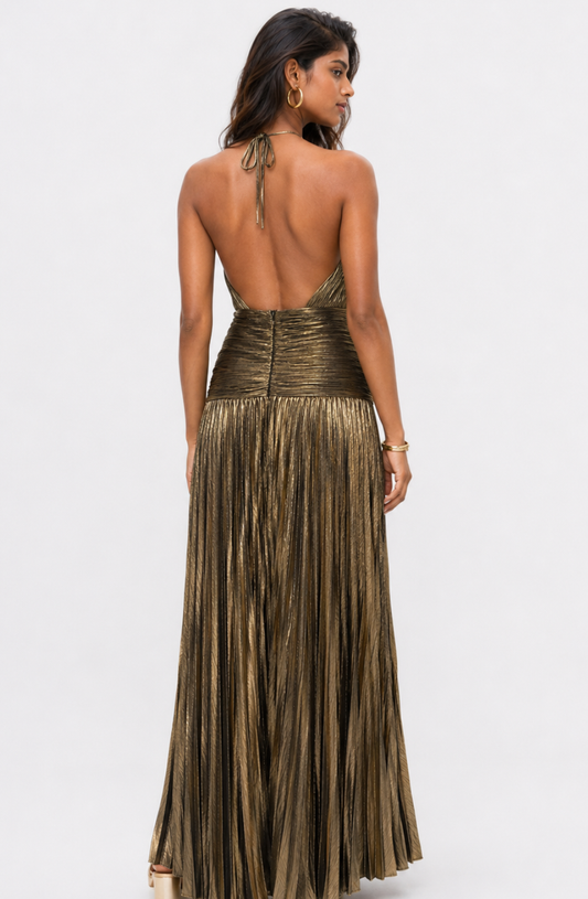 The Verona Pleated Halter Gown