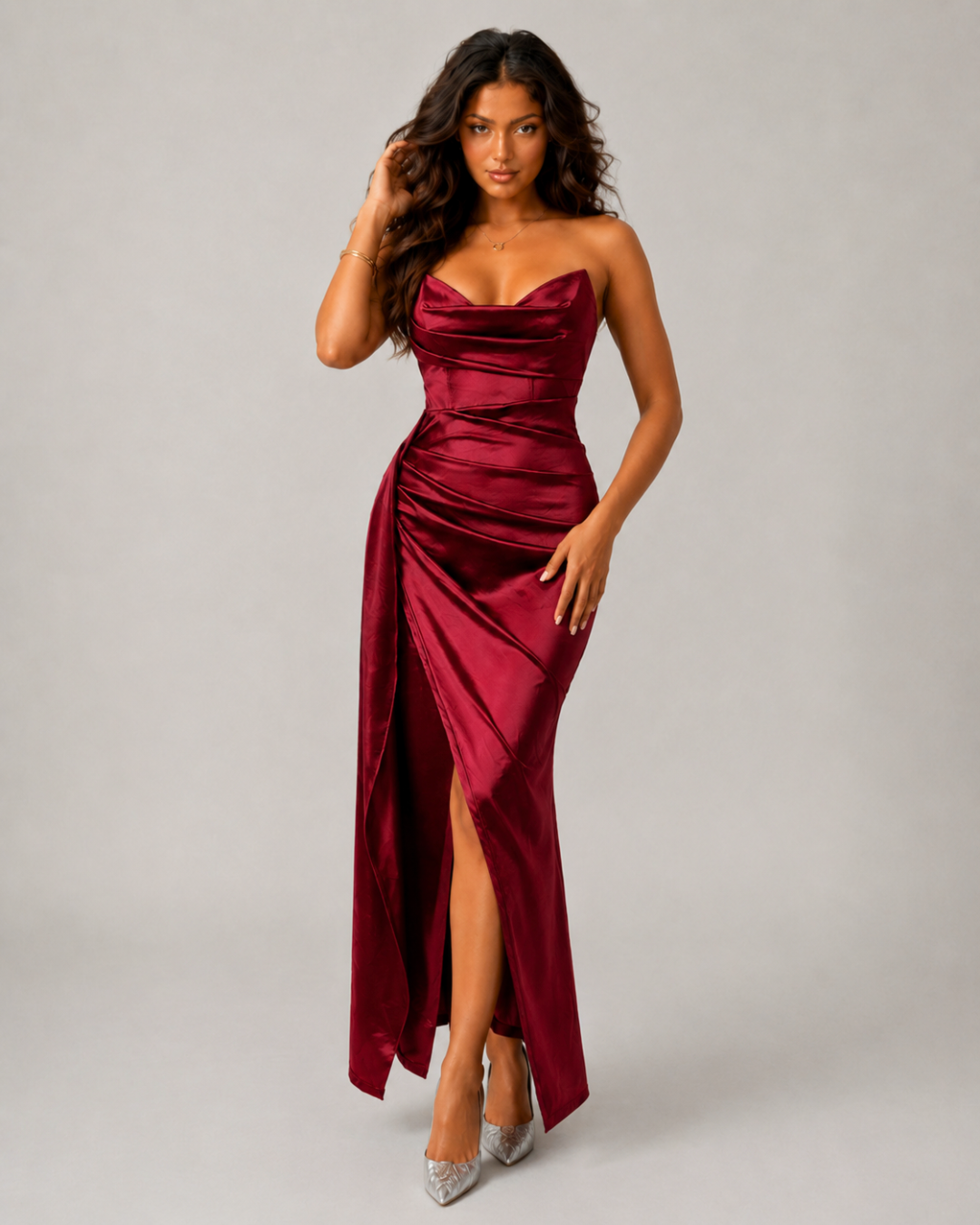 The Aarya Satin Draped Dress