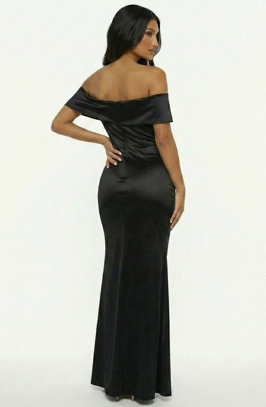 The Aarya Satin Off-Shoulder Dress