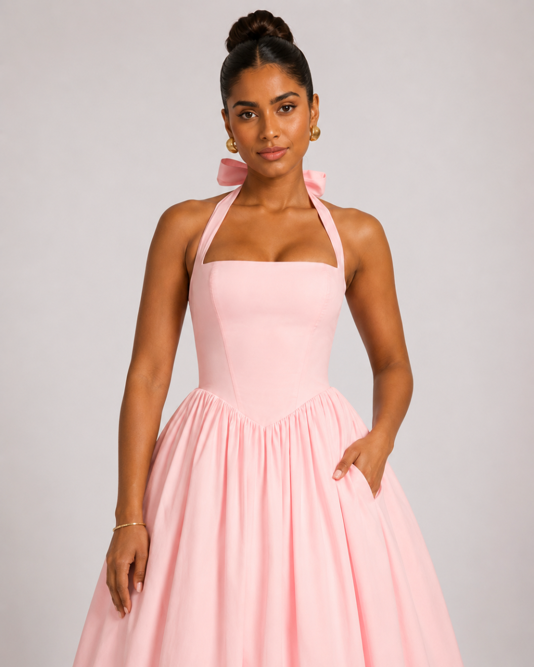 The Colette Halter Midi Dress - Pink