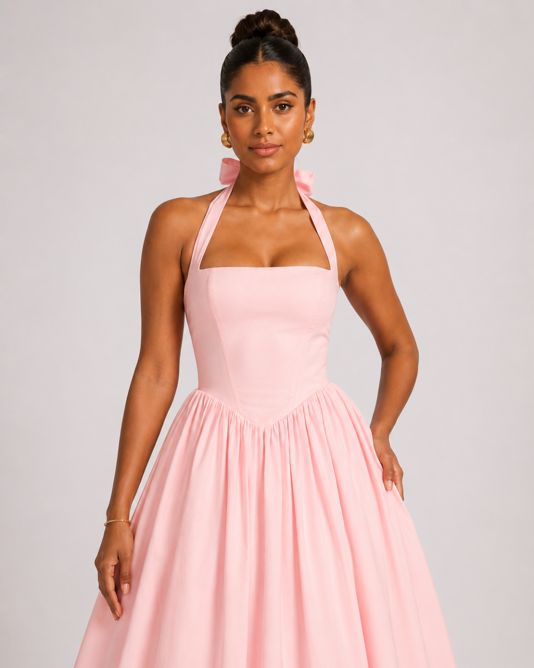 The Colette Halter Midi Dress - Pink