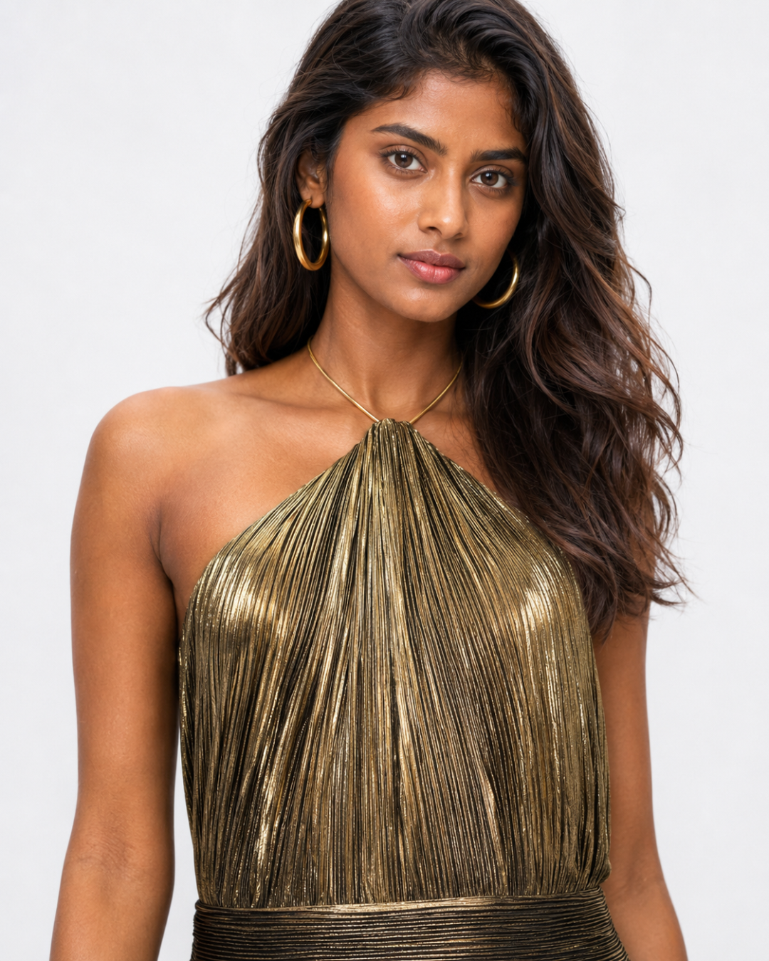 The Verona Pleated Halter Gown