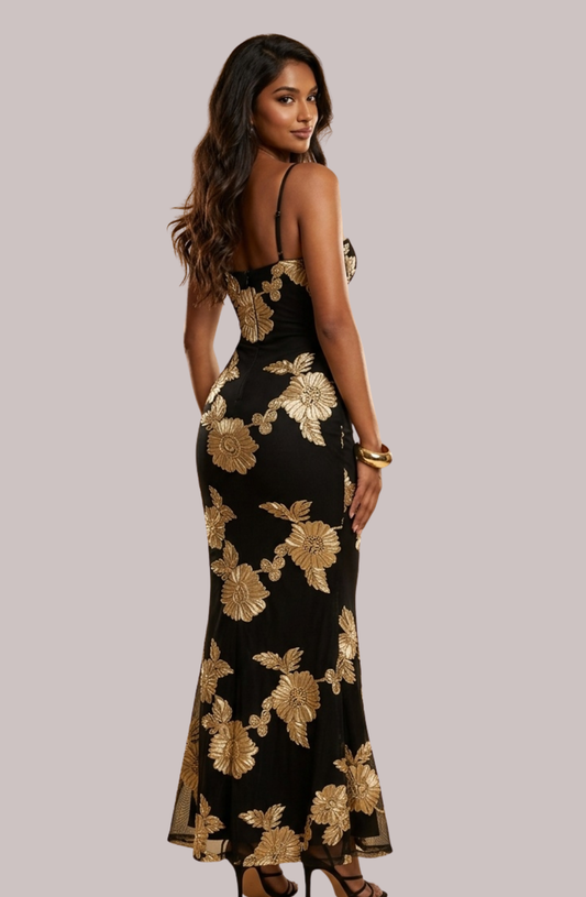 Valencia Floral-Sculpt Evening Dress