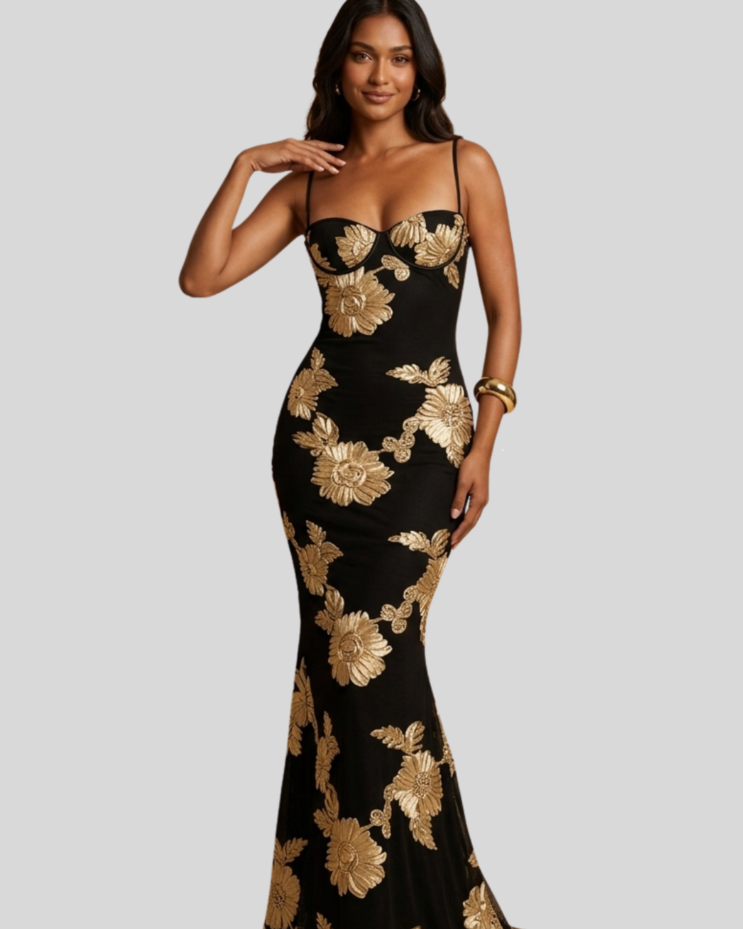 Valencia Floral-Sculpt Evening Dress
