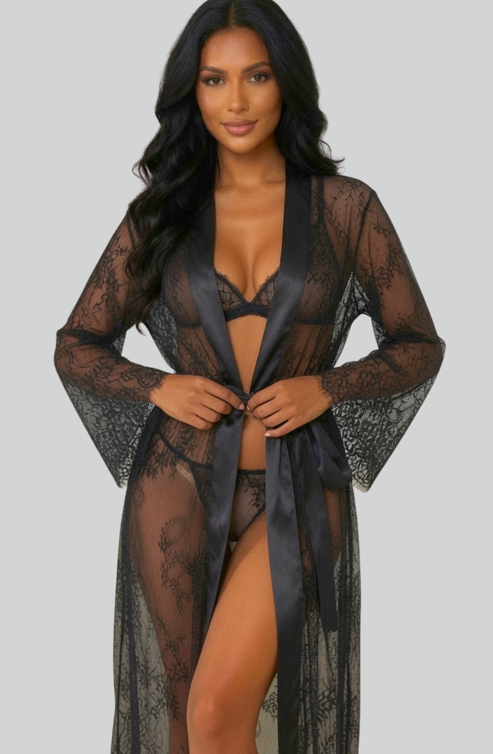 Valentina Sheer Lace Robe