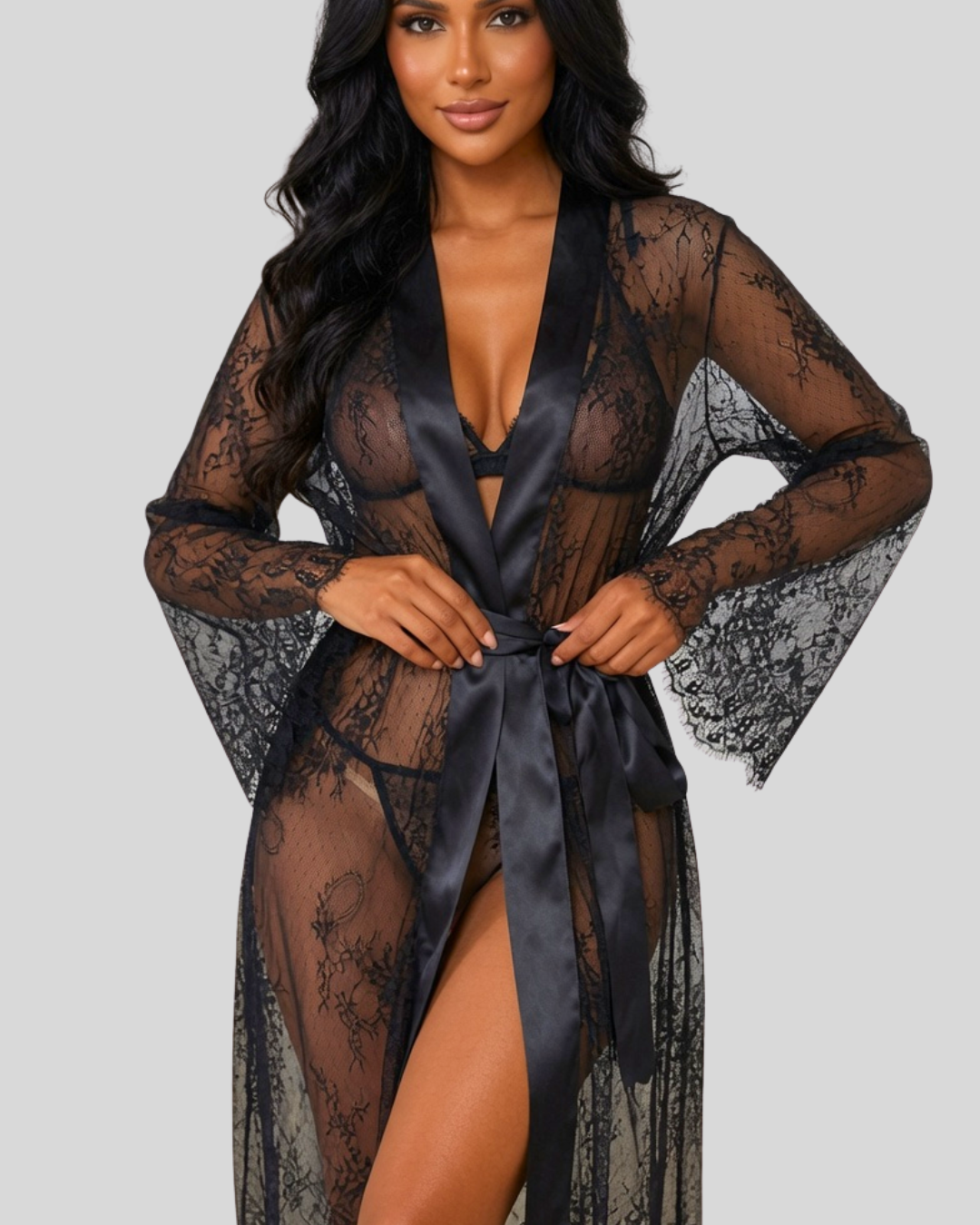 Valentina Sheer Lace Robe