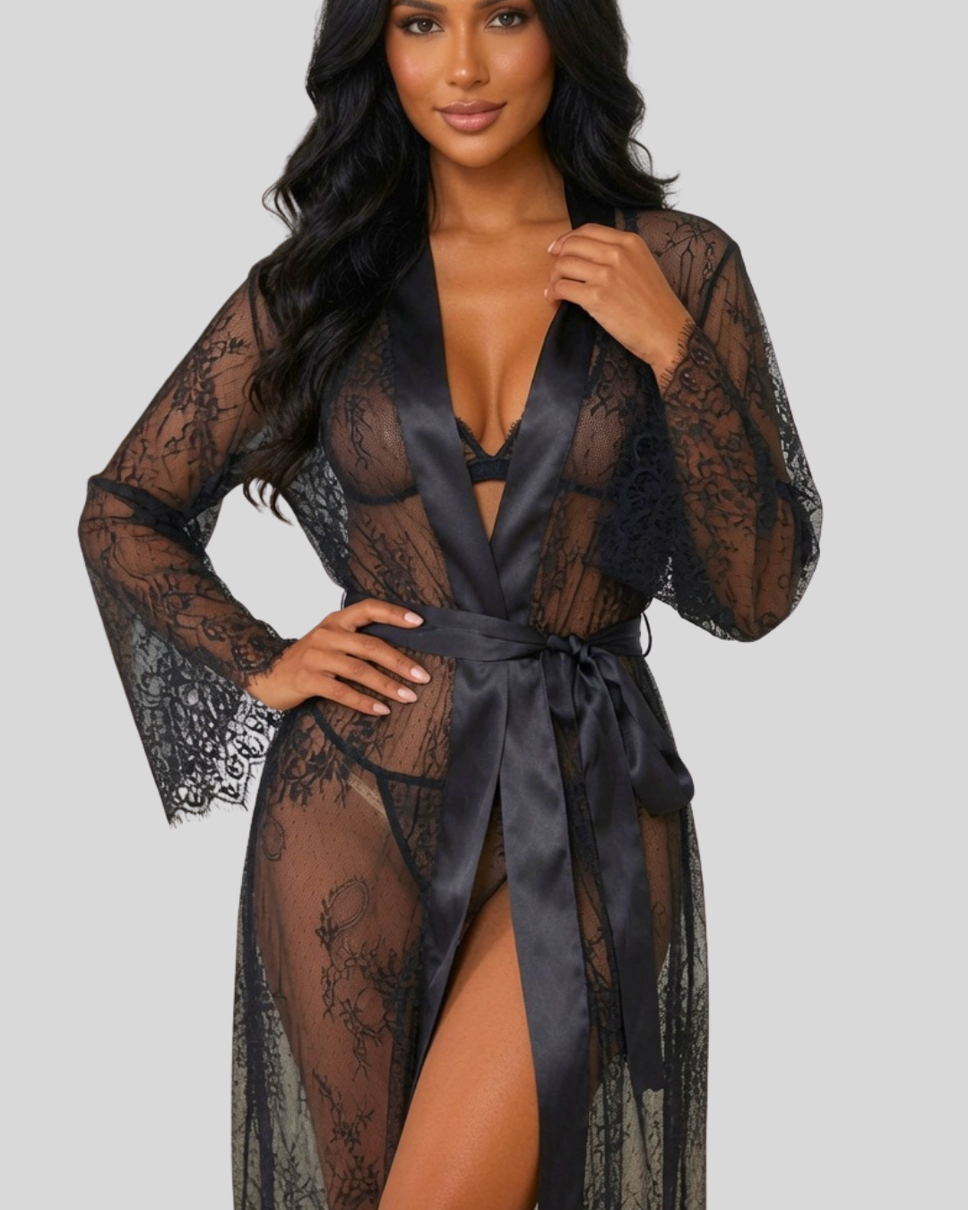 Valentina Sheer Lace Robe