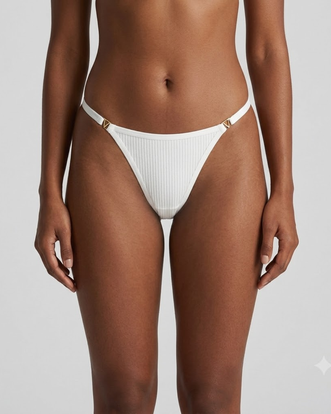 Vera Ribbed V-Trim Thong Panty