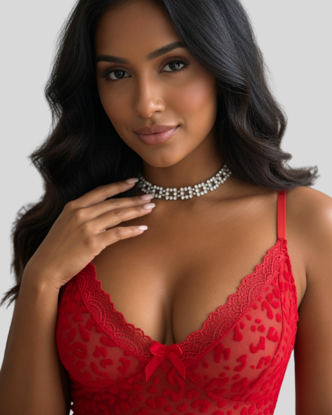 Wild Kiss Lace-Slit Babydoll Dress - Red