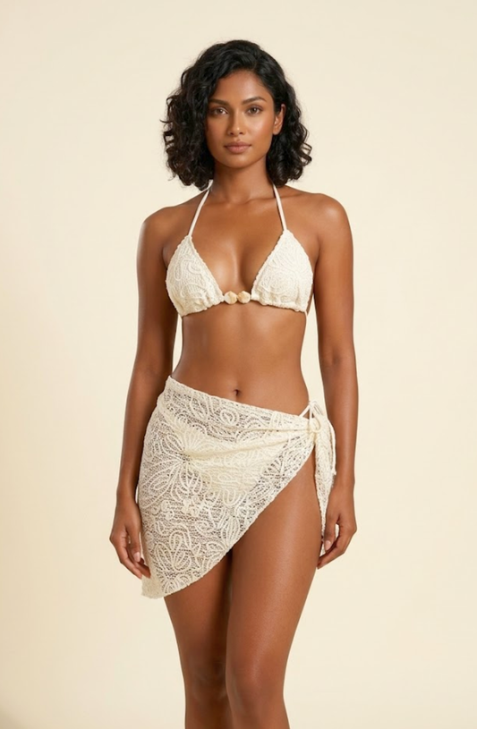 Yasmin Crochet Wrap 3-Piece Bikini Set
