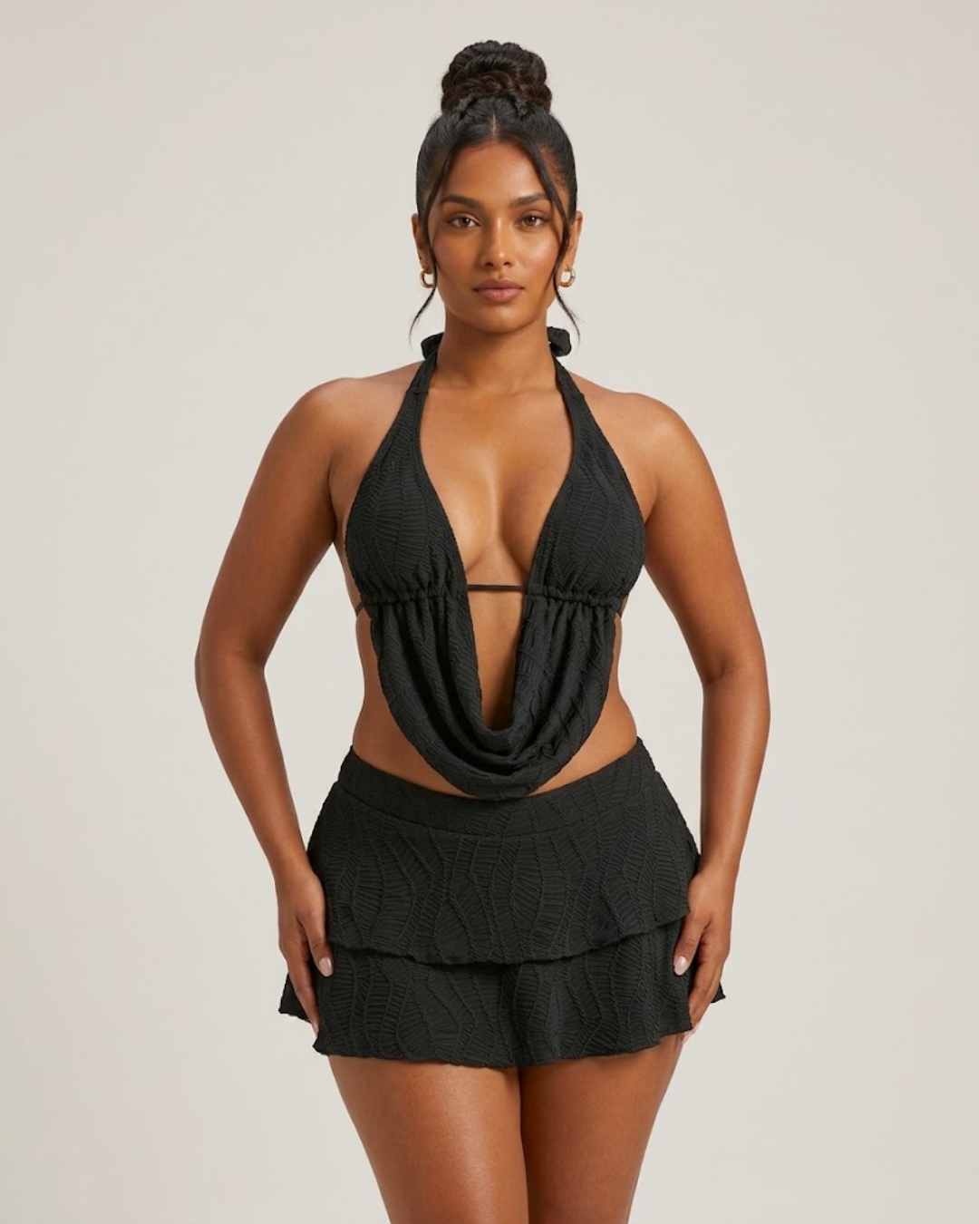 Zahra Cowl-Drape 3-Piece Swimsuit
