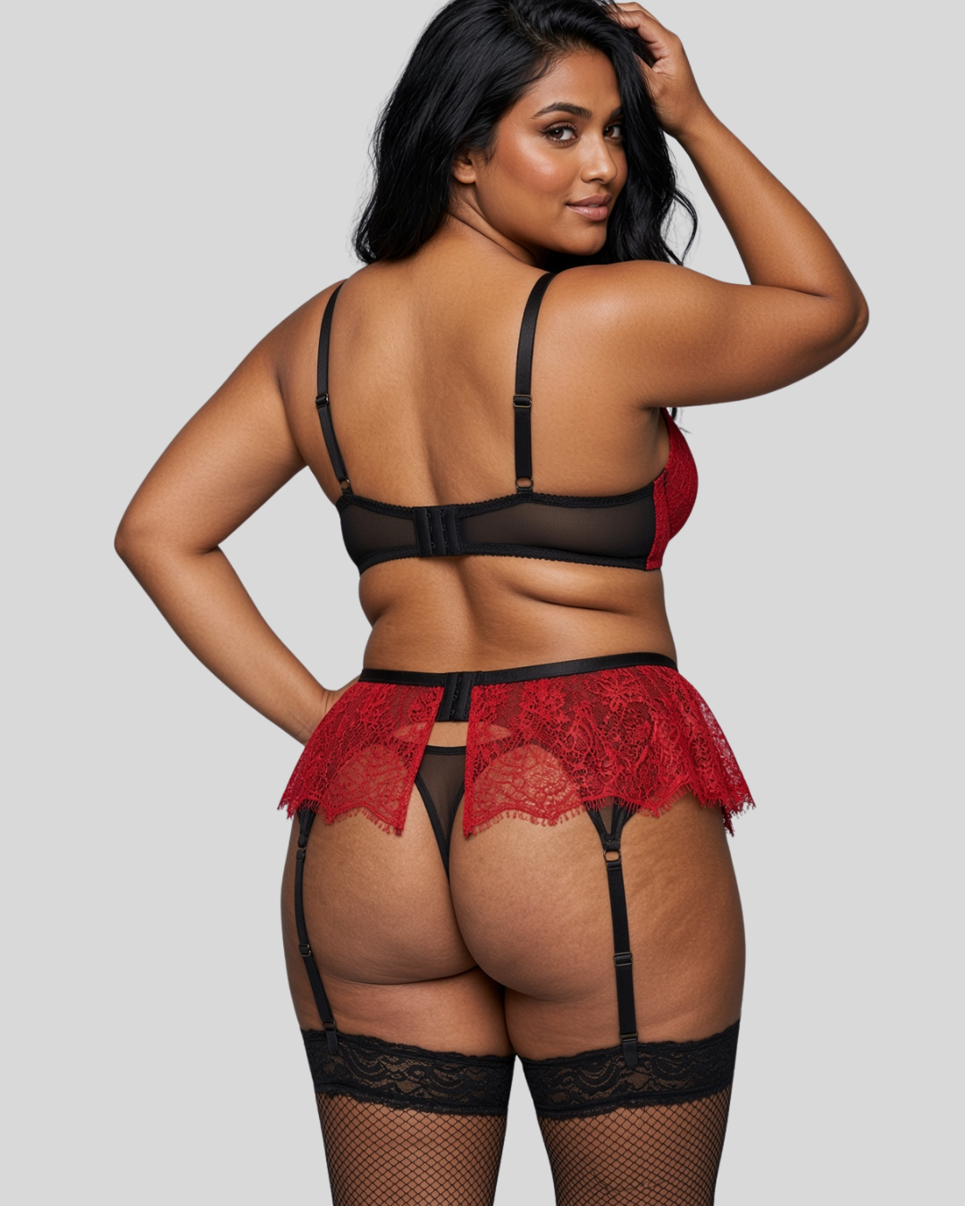 Zahra Curve Lace Garter Lingerie Set